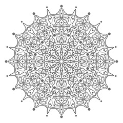 Doodle monochrome lace mandala pattern. Emblem luxury beauty spa, cosmetics, jewelry, hotel, restaurant. Wedding elegant outline frame. Vector floral luxury curve logo design. Round gold ornate frame.