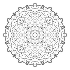 Doodle monochrome lace mandala pattern. Emblem luxury beauty spa, cosmetics, jewelry, hotel, restaurant. Wedding elegant outline frame. Vector floral luxury curve logo design. Round gold ornate frame.