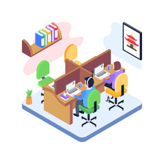 
Office workstation in isometric illustration style 

  