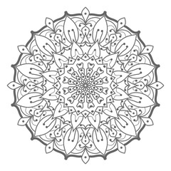 Doodle monochrome lace mandala pattern. Emblem luxury beauty spa, cosmetics, jewelry, hotel, restaurant. Wedding elegant outline frame. Vector floral luxury curve logo design. Round gold ornate frame.