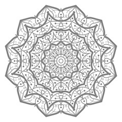 Doodle monochrome lace mandala pattern. Emblem luxury beauty spa, cosmetics, jewelry, hotel, restaurant. Wedding elegant outline frame. Vector floral luxury curve logo design. Round gold ornate frame.