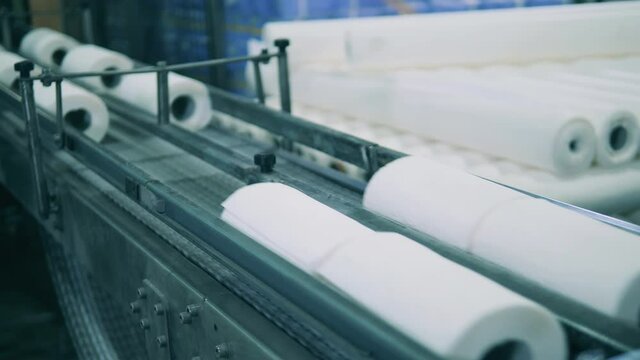 Paper towel manufacturing line at a paper plant