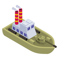 
Military boat isometric editable vector 

