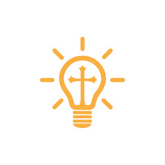 light bulb vector logo template art eco energy power electricity with church sign