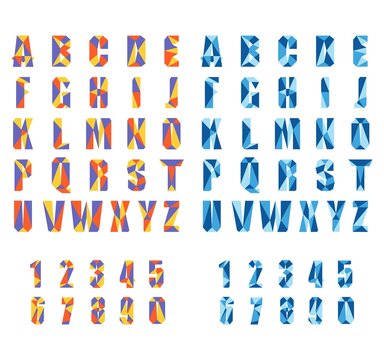 Low poly alphabet. Vector Lowpoly letters isolated on white background.