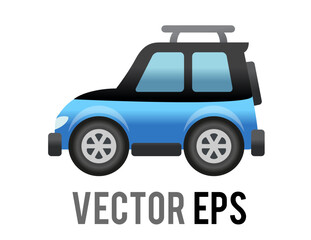 Fototapeta premium Vector side of blue Sport Utility Vehicle car icon, represents SUV, campervan or motorhome.
