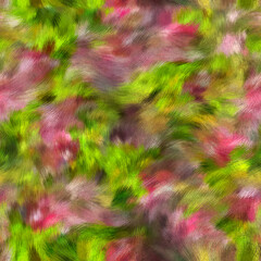 Seamless faux digital painted floral pattern print. High quality illustration. Procedural painting with realistic brush strokes in impressionistic style. Abstract art for surface design and print.