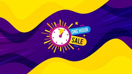 One hour sale banner. Discount sticker shape. Vector