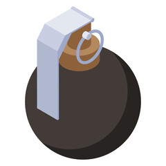 
Icon of hand grenade in isometric design 

