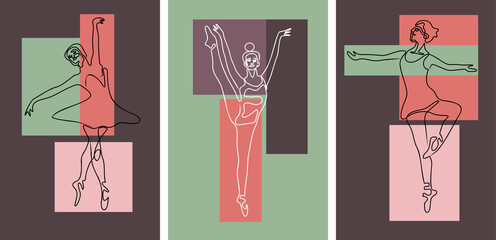 Ballerina abstract outline set isolated