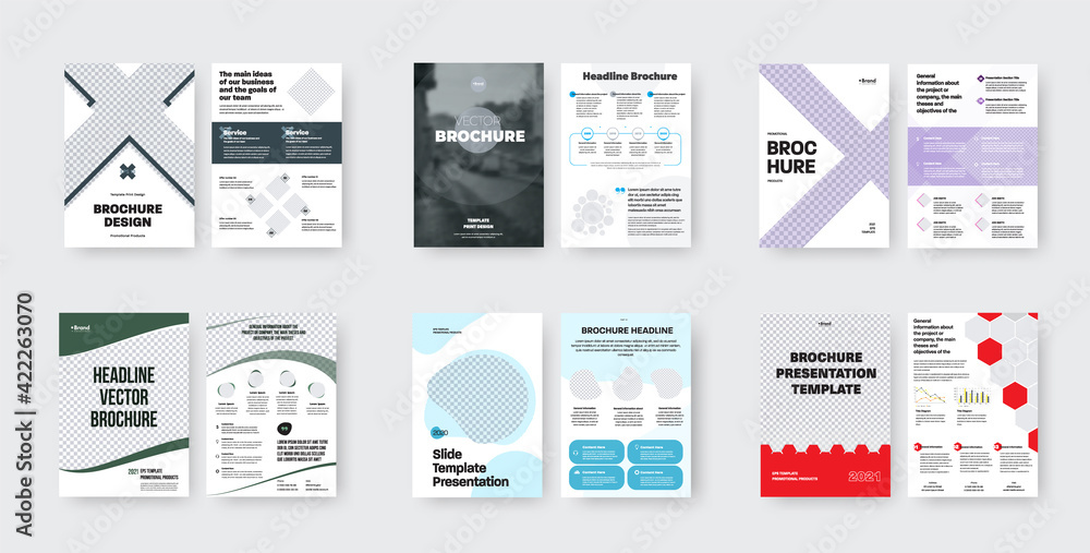 Poster set of vector brochure template on white background