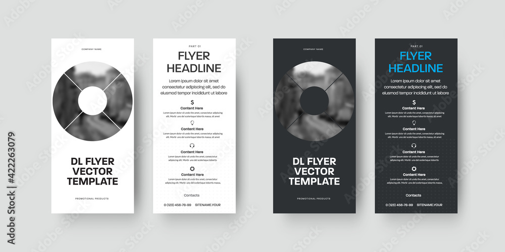 Poster Set of vector dl flyers template with design and circles