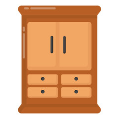
A room wardrobe, wooden closet icon in flat style 


