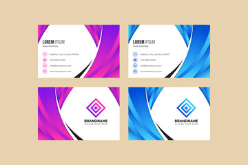 Set of colourful marketing card pattern with vector curve scene useful for any project where a platter of colour makes the difference color. Horizontal layout business card in white background.