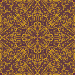 Seamless texture with filigree arabic ornament. Vector vintage pattern. Oriental design for textile and cloth