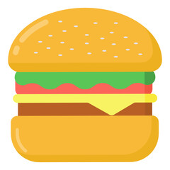 
Flat trendy icon of hamburger, unhealthy food 

