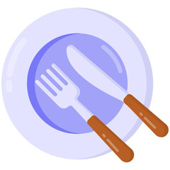 
Plate and spoons denoting flat icon of cutlery 

