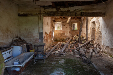 dilapidated houses no longer accessible earthquake and catastrophes