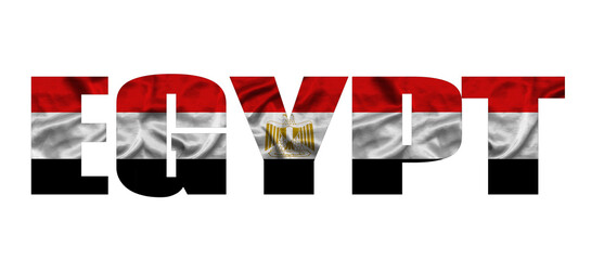 The word Egypt in the colors of the waving Egyptian flag. Country name on isolated background. image - illustration.