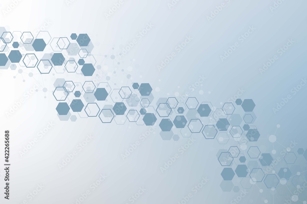 Poster modern futuristic background of the scientific hexagonal pattern. virtual abstract background with p