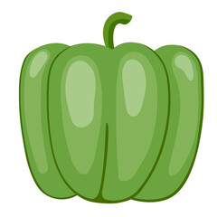 Sweet green pepper drawn by cartoon vectors, vegetable for vegetarian food. An organic product in technical ripeness for proper nutrition.