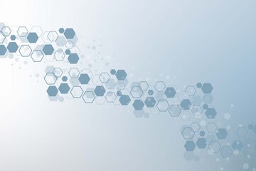 Modern futuristic background of the scientific hexagonal pattern. Virtual abstract background with particle, molecule structure for medical, technology, chemistry, science. Social network vector