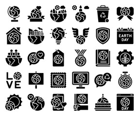 Earth Day related vector icon set 2, solid style