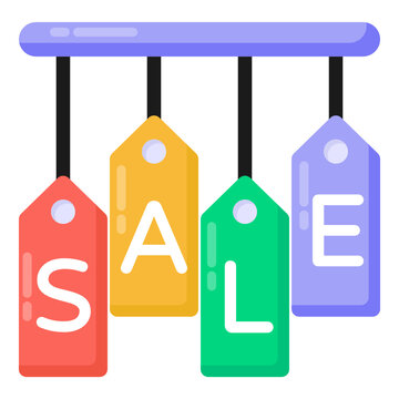 
Hanging sale tags in flat trendy icon style 

