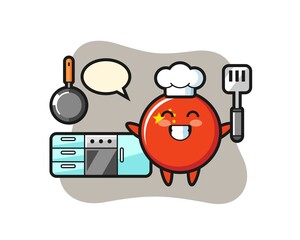 china flag badge character illustration as a chef is cooking