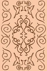 Graceful pattern, imitation of antiquity, curls, birds, vases