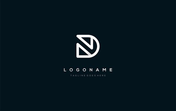 initial letter DN ND combine logo design monoline