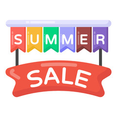 
Summer sale banner in flat trendy icon style 

