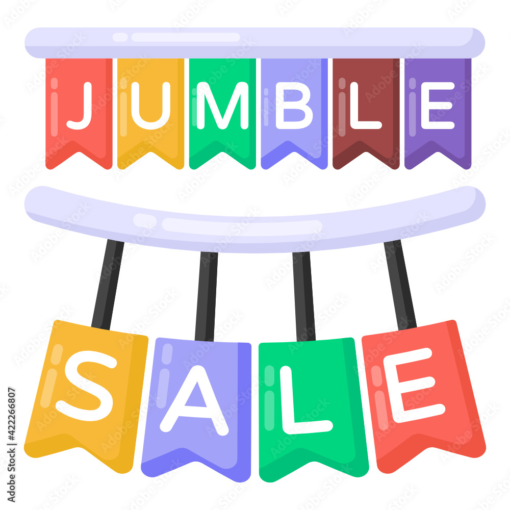 Wall mural 
Jumble sale in flat trendy and editable vector  

