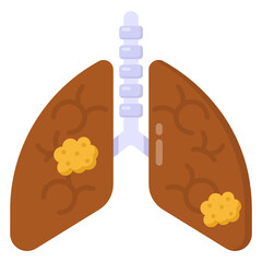 
Lungs cancer in flat editable icon, dangerous disease 

