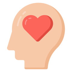 
Heart inside head denoting flat icon of empathy 

