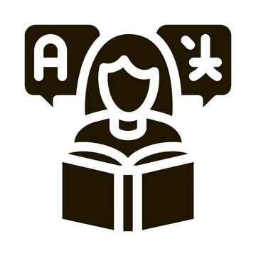 recommend clip art: Woman Learning Language Icon Vector