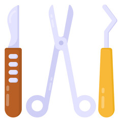 
Surgical instruments in flat trendy icon 

