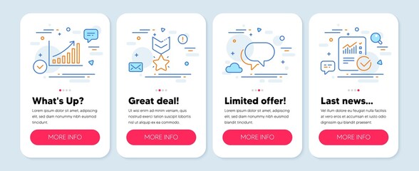 Set of Technology icons, such as Graph chart, Winner medal, Talk bubble symbols. Vector