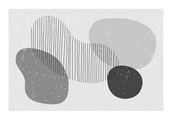 Minimalist design wall art with abstract organic shapes composition
