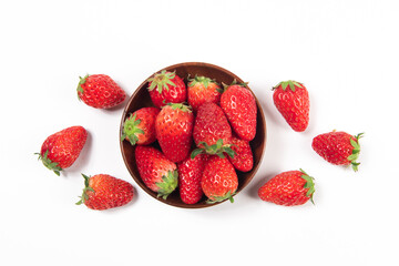 Closeup shot of fresh strawberries. Isolated on white background.