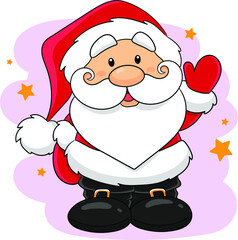 Santa Claus. Christmas and New year cute funny cartoon character Santa Claus in red suit and white beard. Vector illustration. The background can be easily removed. 