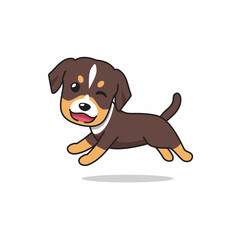 Vector cartoon character happy brown dog running for design.