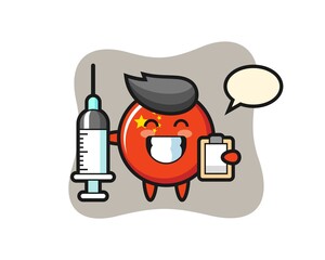 Mascot Illustration of china flag badge as a doctor