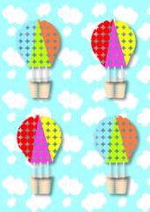 Hot air balloon colorful with cloudy sky