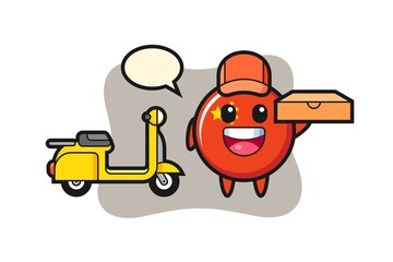Character Illustration of china flag badge as a pizza deliveryman