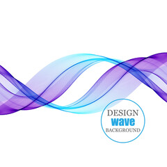 Abstract blue tones horizontal beautiful vector wave on white background, design element