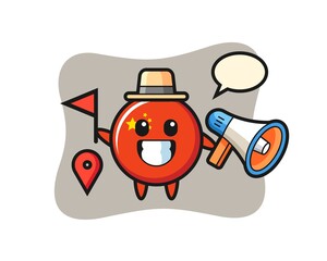 Character cartoon of china flag badge as a tour guide