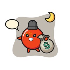 Illustration of china flag badge cartoon is stolen the money