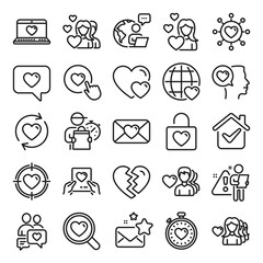 Love line icons. Couple, Romantic and Heart. Vector