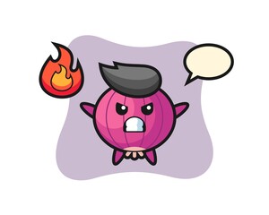 onion character cartoon with angry gesture